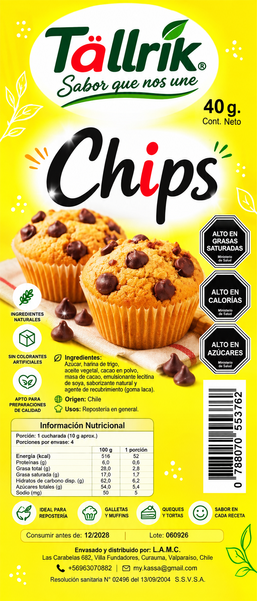 Etiqueta de Chips de chocolate Tallrik